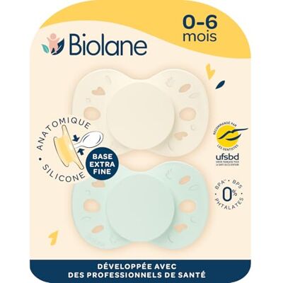 Biolane Ciuccio anatomico- Succhietti extra sottili- Da 0 a 6 mesi- Verde e beige- Tetella piatta e reversibile- Comfort ottimale- Rispetto per lo sviluppo orale Materiali sicuri e durevoli Biolane Ciuccio anatomico- Succhietti extra sottili- Da 0 a 6 mesi- Verde e beige- Tetella piatta e reversibile- Comfort ottimale- Rispetto per lo sviluppo orale Materiali sicuri e durevoli