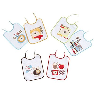 Interbaby Confezione da 12 bavaglini in spugna plastificata 25 x 30 unisex Interbaby Confezione da 12 bavaglini in spugna plastificata 25 x 30 unisex