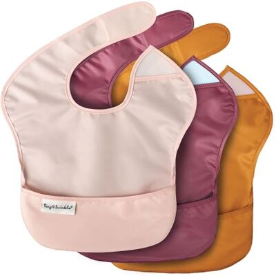 Tiny Twinkle Bavaglini Impermeabili per Neonati Pz 3, Rosa Cipria Borgogna Tiny Twinkle Bavaglini Impermeabili per Neonati Pz 3, Rosa Cipria Borgogna