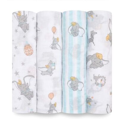 aden + anais Dumbo New Heights Coperta in 100% mussola di cotone per neonati e ragazzi, 112 x 112 cm, regalo per la doccia per neonati e bambini, confezione da 4 aden + anais Dumbo New Heights Coperta in 100% mussola di cotone per neonati e ragazzi, 112 x 112 cm, regalo per la doccia per neonati e bambini, confezione da 4