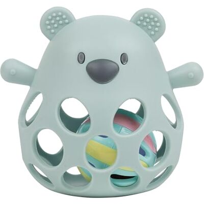 Nattou Sonaglio in Silicone con Palla, Orsetto, Circa 11 cm, Silicone, Verde Pastello Nattou Sonaglio in Silicone con Palla, Orsetto, Circa 11 cm, Silicone, Verde Pastello