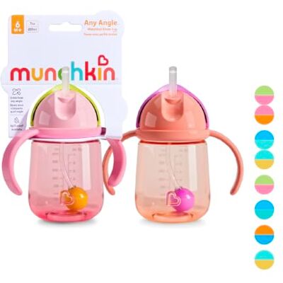 Munchkin Bicchiere Tip Sip x2 Ponderato 6m+ 207ml Rosa/Corallo Munchkin Bicchiere Tip Sip x2 Ponderato 6m+ 207ml Rosa/Corallo