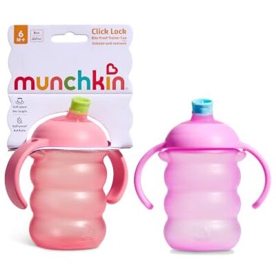 Munchkin Bicchiere Click Lock x2 6m+ 236ml Rosa/Viola Munchkin Bicchiere Click Lock x2 6m+ 236ml Rosa/Viola