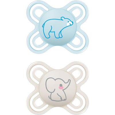 MAM Perfect Start Confezione Doppia Succhietto 0-2 Mesi (Set da 2), Ciuccio 0-2 mesi in silicone per sano sviluppo orale, Kit 2 accessori neonato con porta ciuccio sterilizzatore, Azzurro/Neutro MAM Perfect Start Confezione Doppia Succhietto 0-2 Mesi (Set da 2), Ciuccio 0-2 mesi in silicone per sano sviluppo orale, Kit 2 accessori neonato con porta ciuccio sterilizzatore, Azzurro/Neutro
