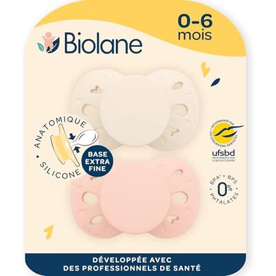 Biolane Tettarelle anatomiche Succhietti extra sottili 0-6 mesi Rosa e beige Tetella piatta e reversibile- Comfort ottimale- Rispetto per lo sviluppo orale Biolane Tettarelle anatomiche Succhietti extra sottili 0-6 mesi Rosa e beige Tetella piatta e reversibile- Comfort ottimale- Rispetto per lo sviluppo orale