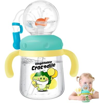 NASSMOSSE Bicchiere per fontana di balene, doppio manico, simpatico cartone animato, bottiglia d'acqua con cannuccia portatile NASSMOSSE Bicchiere per fontana di balene, doppio manico, simpatico cartone animato, bottiglia d'acqua con cannuccia portatile