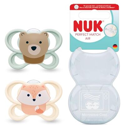 NUK Perfect Match Air Ciuccio ortodontico per bambini, 0-2 mesi, favorisce il flusso d'aria e previene l'eruzione cutanea, accettazione del 95% del bambino, 2 pezzi NUK Perfect Match Air Ciuccio ortodontico per bambini, 0-2 mesi, favorisce il flusso d'aria e previene l'eruzione cutanea, accettazione del 95% del bambino, 2 pezzi