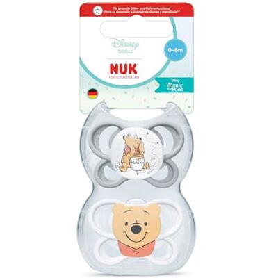 NUK Perfect Match Air Ciuccio ortodontico per bambini, 0-6 mesi, promuovono il flusso d'aria e prevengono l'eruzione cutanea da saliva, accettazione del 95% del bambino, Winnie The Pooh, 2 pezzi NUK Perfect Match Air Ciuccio ortodontico per bambini, 0-6 mesi, promuovono il flusso d'aria e prevengono l'eruzione cutanea da saliva, accettazione del 95% del bambino, Winnie The Pooh, 2 pezzi
