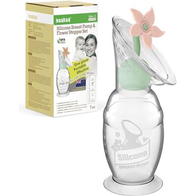 haakaa Set tiralatte manuale con tappo a fiore, pompa manuale in silicone Gen.2 con base di aspirazione, senza BPA (100 ml, cipria) haakaa Set tiralatte manuale con tappo a fiore, pompa manuale in silicone Gen.2 con base di aspirazione, senza BPA (100 ml, cipria)