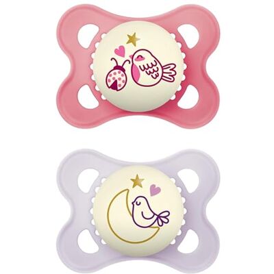 Succhietto MAM Luce Notturna - Uccello - 0-6 mesi - Confezione da 2 Succhietto MAM Luce Notturna - Uccello - 0-6 mesi - Confezione da 2