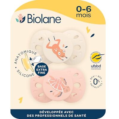 Biolane Tettarelle anatomiche animali Ciuccio extra sottili 0-6 mesi Rosa e beige Tettorella piatta e reversibile- Comfort ottimale- Rispetto per lo sviluppo orale Biolane Tettarelle anatomiche animali Ciuccio extra sottili 0-6 mesi Rosa e beige Tettorella piatta e reversibile- Comfort ottimale- Rispetto per lo sviluppo orale