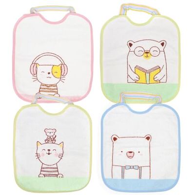 Ti TIN Confezione da 4 bavaglini impermeabili per neonati. Dimensioni: 23 x 28 cm. Composizione: 73% cotone 27% poliestere fodera in vinile Set di 4 bavaglini con chiusura in gomma. Ti TIN Confezione da 4 bavaglini impermeabili per neonati. Dimensioni: 23 x 28 cm. Composizione: 73% cotone 27% poliestere fodera in vinile Set di 4 bavaglini con chiusura in gomma.