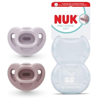 NUK First Choice Soft Succhietto per Bambini 0-6 Mesi Succhietti Ortodontici Realizzati in Silicone Super Morbido 100% 95% di Accettazione da Parte dei Bambini** Viola/Rosso Confezione da 2 NUK First Choice Soft Succhietto per Bambini 0-6 Mesi Succhietti Ortodontici Realizzati in Silicone Super Morbido 100% 95% di Accettazione da Parte dei Bambini** Viola/Rosso Confezione da 2