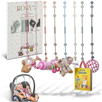 BOBY´S Catenella per bebè, confezione da 2 pezzi, senza BPA, catenella per giocattoli per passeggino, estensibile, per ciuccio, gadget come bicchiere o massaggiagengive come accessorio per passeggino BOBY´S Catenella per bebè, confezione da 2 pezzi, senza BPA, catenella per giocattoli per passeggino, estensibile, per ciuccio, gadget come bicchiere o massaggiagengive come accessorio per passeggino