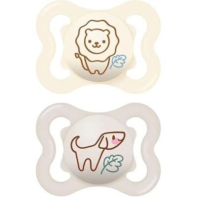 MAM Air Succhietto 2-6 Mesi (Set da 2), Ciuccio 2-6 mesi per pelli sensibili e delicate, Kit da 2 accessori neonato con tettarella in silicone e porta ciuccio sterilizzatore, Neutro/Beige MAM Air Succhietto 2-6 Mesi (Set da 2), Ciuccio 2-6 mesi per pelli sensibili e delicate, Kit da 2 accessori neonato con tettarella in silicone e porta ciuccio sterilizzatore, Neutro/Beige