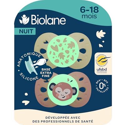 Biolane Tettarelle anatomiche notturne Ciuccio fosfoerescente extra sottili 6-18 mesi Rosa e Beige Tetella piatta e reversibile- Comfort ottimale- Rispetto per lo sviluppo orale Biolane Tettarelle anatomiche notturne Ciuccio fosfoerescente extra sottili 6-18 mesi Rosa e Beige Tetella piatta e reversibile- Comfort ottimale- Rispetto per lo sviluppo orale
