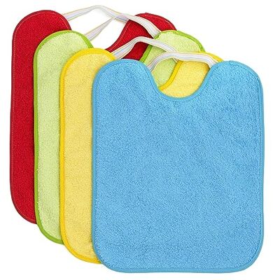 Ti TIN Confezione Da 4 Bavaglini Impermeabili Per Bambini con Chiusura Elastica 90% Cotone-10% Poliestere con Federa in Vinile Set di 4 Bavaglini Per Bambini con Età Superiore a 1 Anno 27x33cm Ti TIN Confezione Da 4 Bavaglini Impermeabili Per Bambini con Chiusura Elastica 90% Cotone-10% Poliestere con Federa in Vinile Set di 4 Bavaglini Per Bambini con Età Superiore a 1 Anno 27x33cm