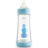 Chicco PERFECT 5 Biberon Anticolica 300 ml, Biberon Flusso Veloce 4 Mesi + con Tettarella in Morbido Silicone, Biberon Biofunzionale con Intui-flow System da 300 ml, Azzurro