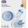 Chicco Set Pappa 12M+, Contiene 1 Tazza, Set di 2 Piatti e Posate, Forchetta e Cucchiaio, Set Svezzamento Bambini, Azzurro, Bimbo