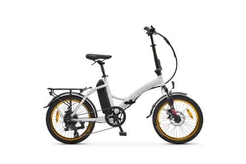 Argento Piuma-S Bici Elettrica Pieghevole, Ruote 20", Autonomia Max 70 km, Display LCD, Motore 250W, Batteria 374W, Cambio Shimano 7 Rapporti, Peso Max Supportato 100 kg