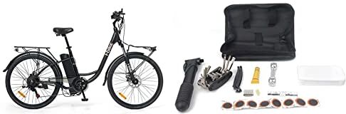 i-Bike City Easy S ITA99, Bicicletta elettrica a pedalata assistita Unisex Adulto, Nero, 46 cm & KIT-814, Kit Riparazione Unisex Adulto, Nero