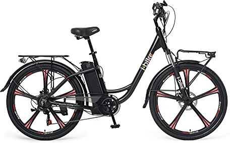 i-Bike City ePlus ITA99, Bicicletta elettrica a pedalata assistita Unisex Adulto, ruote da 26 pollici, Nero, Taglia unica