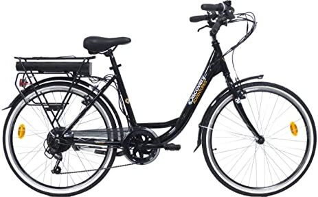 Denver Discovery E-bike E-4000 Bicicletta a pedalata assistita, City Bike con Ruote da 26" Cambio Shimano 6 velocità, Donna, Nero