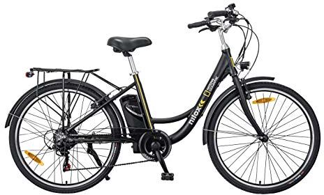 Nilox , E-Bike , Bici Elettrica a Pedalata Assistita, Motore Brushless High Speed a 5 Velocità da 250W e Batteria LG da 36 V, 10.4 Ah, Ruote da 26" e Cambio Shimano 7 Marce