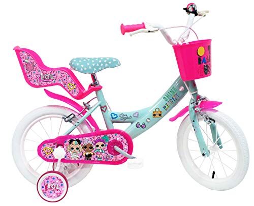 Denver LOL Bicicletta per bambini, 2 Freni, Rosa-Celeste, misura 14