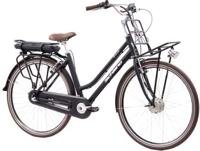 F.lli Schiano E-Ville 28" E-Bike, Bicicletta Elettrica da Città con Motore 250W e Batteria al Litio 36V 10.4Ah estraibile, display LED, con cambio al mozzo Shimano Nexus 3 velocità, colore Nero