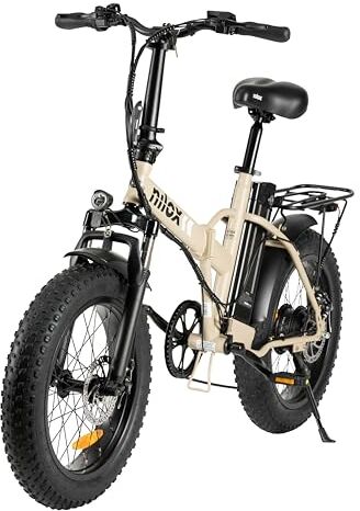 Nilox , E-Bike X8 SE, Bici Elettrica Pieghevole, Fino a 70 km di Autonomia, Fino a 25 Km/h, Brushless High Speed da 36V 250W e Batteria Removibile 36 V-13 Ah, Gomme FAT 20" x 4", 5 Modalità di Guida