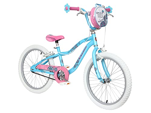 Schwinn Bici Mist per bambini, design blu/rosa con motivo floreale, ruote da 20 pollici, per bambini o bambine da 6 a 13 anni, altezza consigliata del ciclista 122-152 cm