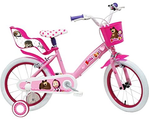 ALTRO Masha e Orso, Bicicletta Bambina, Rosa, Bianco, misura 16