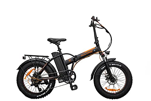 Italia Power - Off Grid E- Bike, Bicicletta elettrica Pieghevole Unisex Adulto, ruote da 20', Nero, M