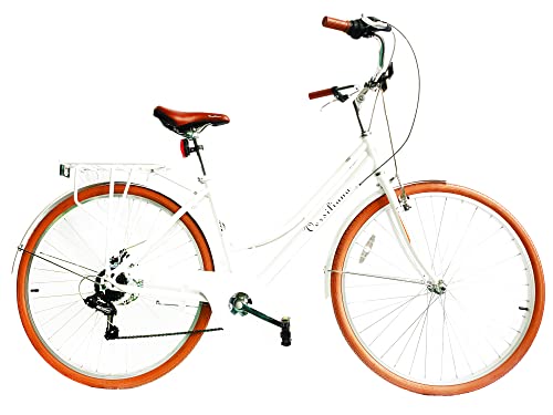 Versiliana Biciclette Vintage City Bike Resistene Pratica Comoda Perfetta per moversi in città (BIANCO/MARRONE, DONNA 28")