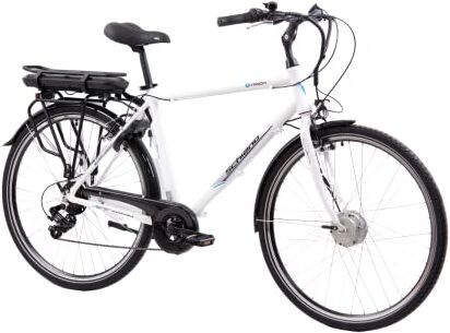 F.lli Schiano E-Moon 28" E-Bike, Bicicletta Elettrica da Città con Motore 250W e Shimano 7 Velocità, Batteria al Litio 36V 13Ah estraibile, Colore Bianco