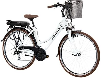 F.lli Schiano E-Ride 28 pollici bicicletta elettrica , bici da città per adulti uomo /donna , e-bike ibrida con batteria da 36V, motore da 250W e accessori luci, cestino , ebike pedalata assistita