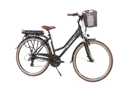 F.lli Schiano E-Ride 28 pollici bicicletta elettrica , bici da città per adulti uomo /donna , e-bike ibrida con batteria da 36V, motore da 250W e accessori luci, cestino , ebike pedalata assistita