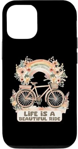 Floral Bike Riding Inspiring Biking Quote Design Custodia per iPhone 14 Life Is A Beautiful Ride Bicicletta con motivo floreale, per ciclisti