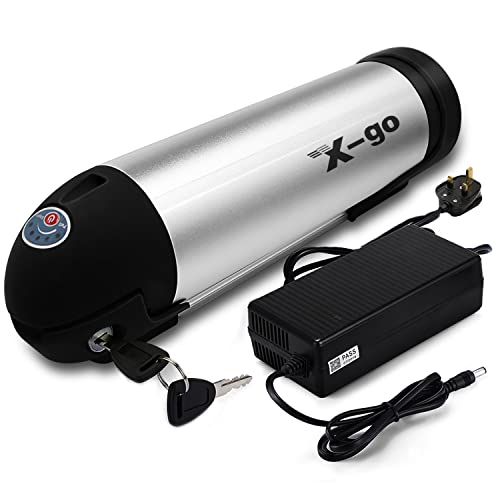 X-go 36V 10.4AH 364Wh Batteria Ebike agli ioni di litio Mountain Bike Battery Pack Bottiglia tipo 4 pin adatto per 200W 250W 350W biciclette elettriche (36V 10AH argento impermeabile)