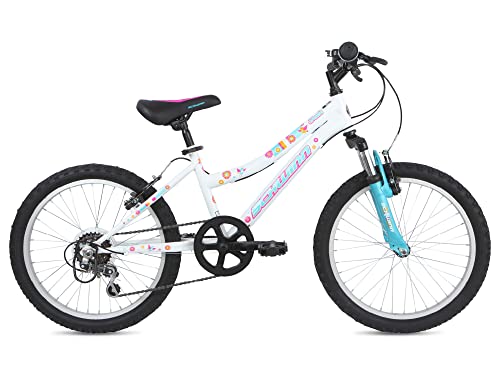 Schwinn Mountain bike Shade per bambini, pneumatici da 20 pollici, telaio da 12,25 pollici, sospensione anteriore, cambio a 6 velocità, freni a V, età consigliata 5-8 anni, bianco