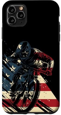 Patriotic Mountain Bike Apparel Co. Custodia per iPhone 11 Pro Max Mountain Bike Downhill MTB Bandiera Americana Patriottica Vintage