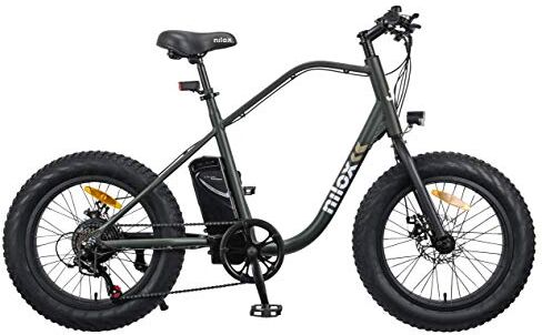 Nilox , E-Bike J3, Bici Elettrica con Pedalata Assistita, Motore Brushless High Speed da 250 W a 5 Velocità, Fino a 25 km/h, Batteria LG da 36 V – 8 Ah, Ruote 20” Fat, Cambio 7 Marce, Freni a Disco