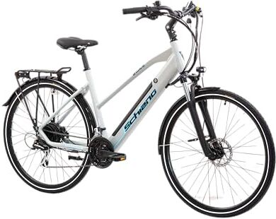 F.lli Schiano E-Wave 28" E-Bike, Bici Elettrica da Trekking con Motore 250W e Batteria al Litio 36V 11,6Ah estraibile, con Shimano 24 Velocità, colore Silver, Display LCD