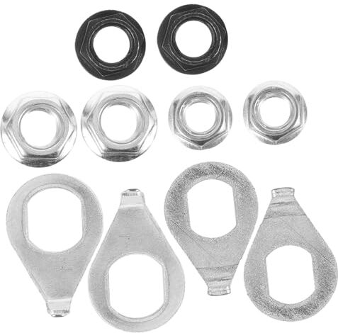 Unomor 6 Set Dado della Bicicletta Kit Rondelle per Bici Dadi del Mozzo Durevoli Kit Rondelle di Protezione Dadi Dell'assale in Acciaio ASSE Fisso Mountain Bike M9 Acciaio al Carbonio