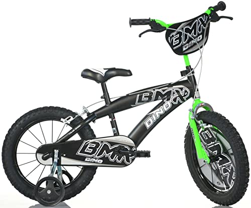 Dino Bikes Bicicletta BMX 16" Nero-Verde Bici Bambino