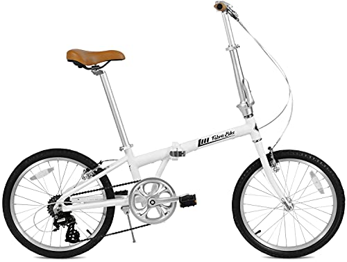 FabricBike Folding Pieghevole in Alluminio, 20", Bicicletta Single Speed, 3 Colori (Matte White 7 Speed)