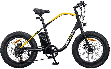 Nilox , E-Bike J3 National Geographic, Bici Elettrica a Pedalata Assistita, Motore Brushless High Speed da 250 W e Batteria LG da 36 V, 10.4 Ah, Ruote 20” Fat e Cambio Shimano a 7 Marce