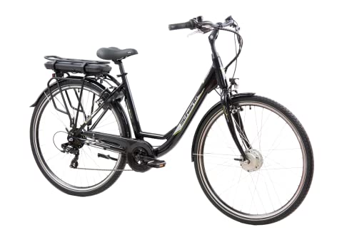 F.lli Schiano E- Moon 28'' Bicicletta Elettrica da Città, Bici Elettrica con Pedalata Assistita 250W, City E-bike Unisex Adulto, Batteria Rimovibile 36V 13Ah, SHIMANO 7 velocità, Donna Uomo, Nero