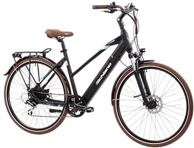 F.lli Schiano E-Voke 28" E-Bike, Bicicletta Elettrica da Trekking con Motore 250W e Batteria al Litio 36V 11,6Ah rimovibile, Shimano 8 Velocità, Colore Nero, Display LCD